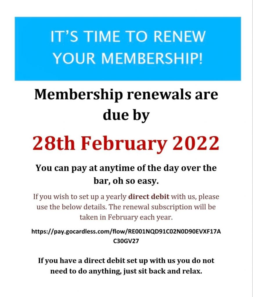 Membership renewals Pangbourne Club